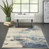 2' X 4' Ivory And Teal Blue Abstract Power Loom Non Skid Area Rug